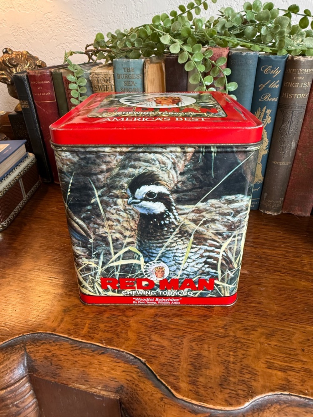 Vintage Red Man Red Tin Chewing Tobacco Collector's Storage - Picture 3 of 14